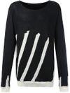 Haider Ackermann Stripe Cotton-cashmere Sweater In Black