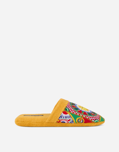 Dolce & Gabbana Cotton Terry Slippers In Multicolor