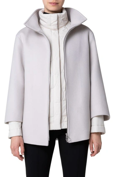 Akris Punto Felted Wool Car Coat In Winter White