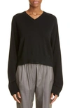 Loulou Studio Ribbed-knit V-neck Sweater In Black