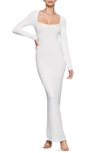 Skims Lounge Ribbed Long Sleeve Maxi Dress In Marble