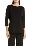 Misook Plus Size 3/4-sleeve Layering Shell In Black