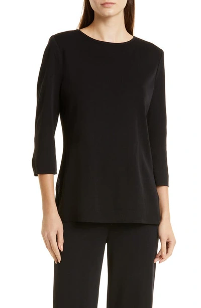 Misook Plus Size 3/4-sleeve Layering Shell In Black