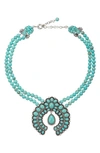 Eye Candy Los Angeles Blossom Teal Statement Necklace In Teal