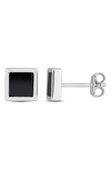 DELMAR STERLING SILVER HEMATITE SQUARE STUD EARRINGS