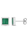Delmar Malachite Square Stud Earrings In Green