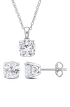 Delmar Sterling Silver Created White Sapphire Necklace & Stud Earrings Set In White
