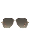 Marc Jacobs 59mm Gradient Square Sunglasses In Gold Black