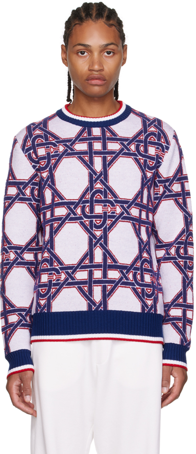 Casablanca Multicolor 'le Monogramme D'osier' Sweater In White,blue,red