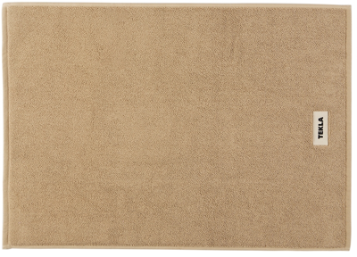 Tekla Beige Organic Cotton Bath Mat In Sienna