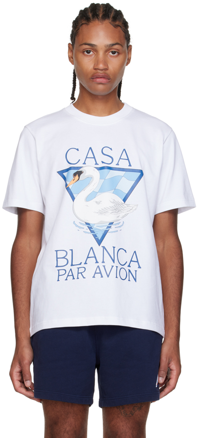 Casablanca Par Avion Screen-printed T-shirt In White