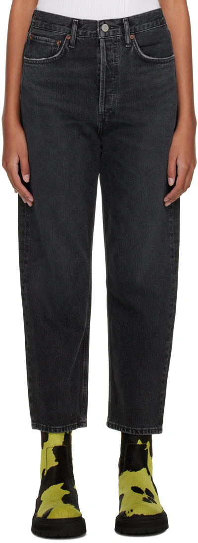 Agolde Riley High-rise Straight Jeans In Black