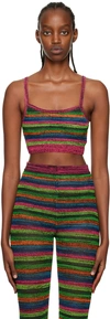 Agr Multicolor Cropped Tank Top In Pink/black