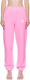 Alexander Wang T Essential Terry Puff-logo Sweatpants In Pink Glow