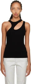 Agolde Athena Cutout Ribbed Stretch Organic Cotton And Lyocell-blend Tank In Black