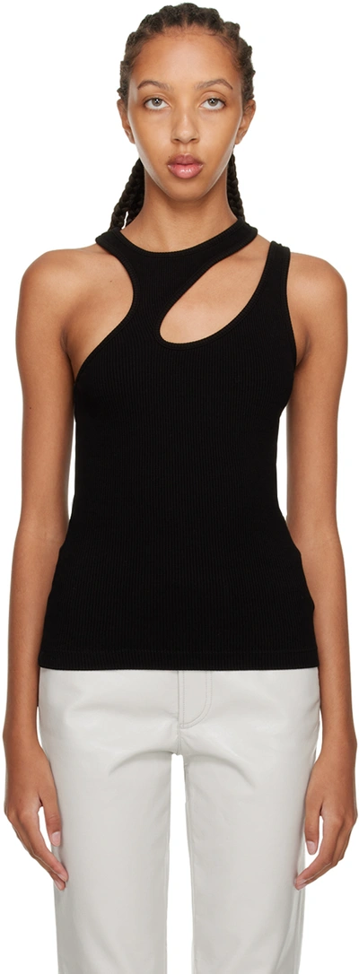 Agolde Athena Cutout Ribbed Stretch Organic Cotton And Lyocell-blend Tank In Black