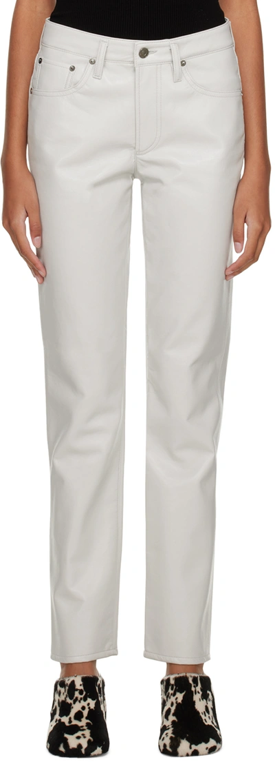 Agolde Grey Lyle Leather Trousers In Beige