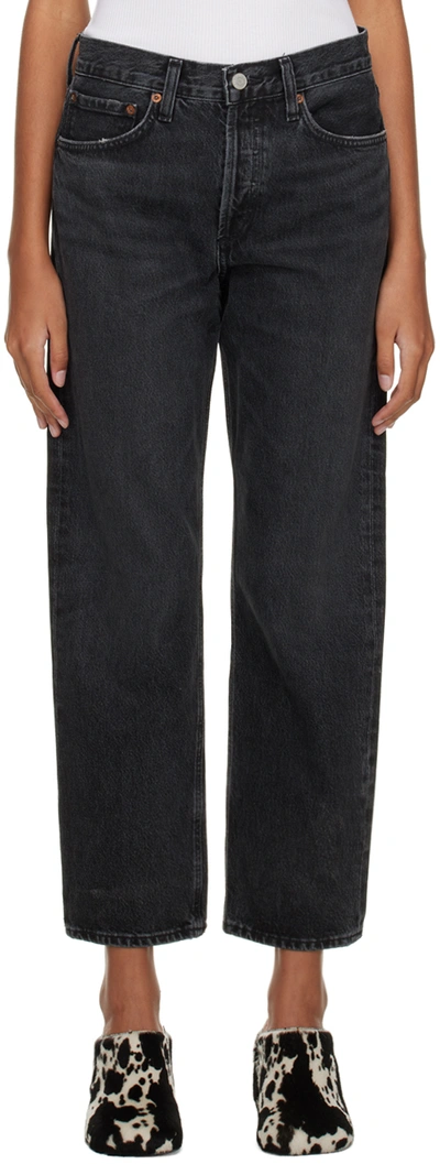 Agolde Wyman Low-rise Organic Straight-leg Jeans In Black