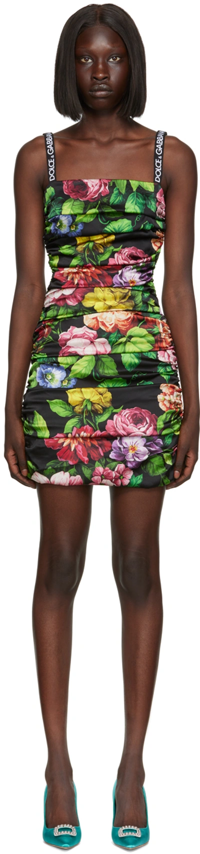 Save 20% Dolce & Gabbana Silk Pink Lily Print A-line Shift Mini Dress in Black Womens Clothing Suits 