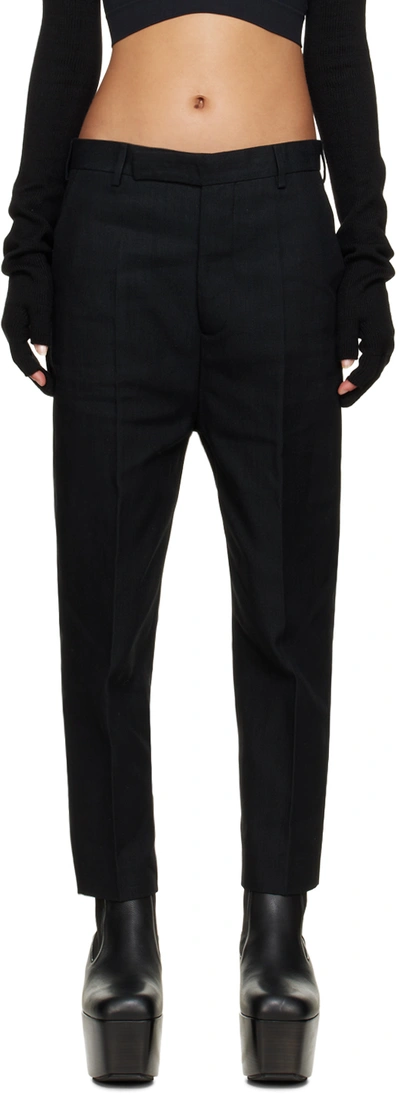 Rick Owens Black Astaires Cropped Trousers In 09 Black