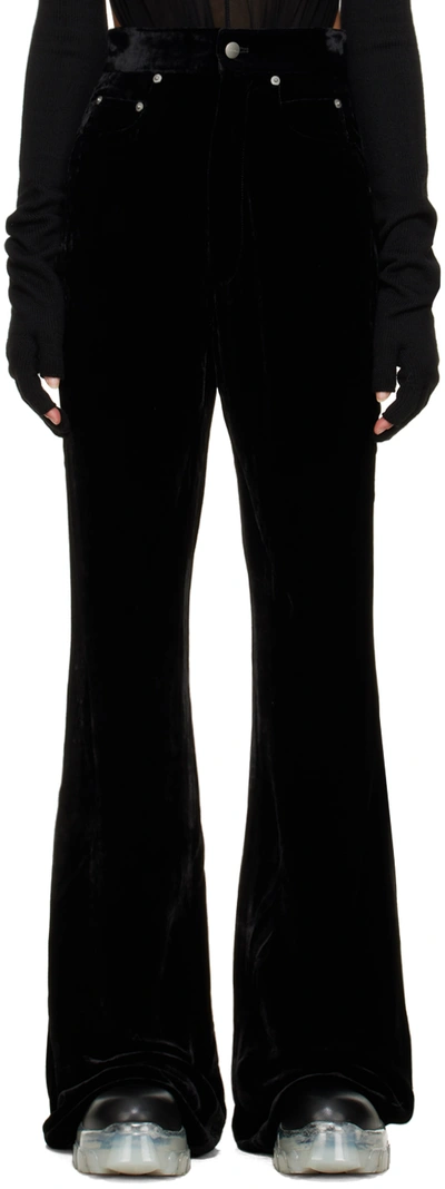 Rick Owens Bolan Cotton-velvet Flared Pants In Black