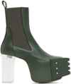 Rick Owens Grilled Platform Leather Boots In 65650 Teal/clear