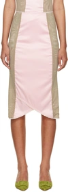 POSTER GIRL SSENSE EXCLUSIVE PINK & TAUPE TEDDY MIDI SKIRT