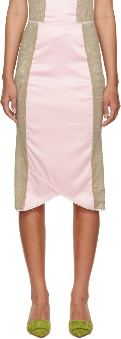 Poster Girl Ssense Exclusive Pink & Taupe Teddy Midi Skirt In Clay/blush Pink