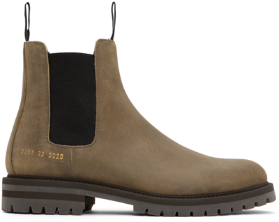 Common Projects Ridged Leather Chelsea Boots In 3020 Medium Brown