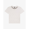 Maje Rocky Embellished Cotton T-shirt In Blanc