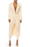 Jluxlabel Set The Tone Belted Cardigan In Pearl