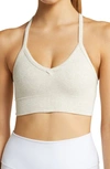 Alo Yoga Seamless Rib Low Back Sports Bra In Oatmeal Heather