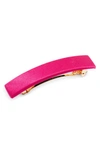 L Erickson Satin Rectangle Barrette In Fuchsia