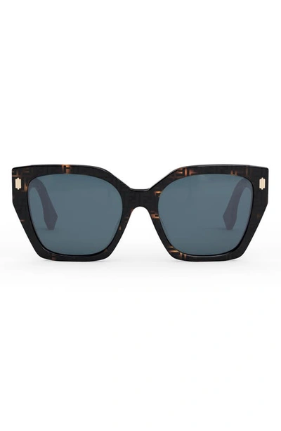 Fendi Bold 54mm Geometric Sunglasses In Coloured Havana