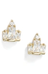 Kendra Scott Juliette Baguette Cubic Zirconia Stud Earrings In 14k Gold Plated In Gold White Crystal