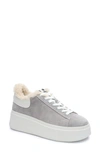 Ash Moby Be Kind Faux Fur Flatform Sneakers In Nebbia/wht