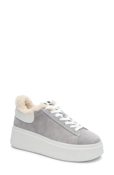 Ash Moby Be Kind Faux Fur Flatform Sneakers In Nebbia Grey