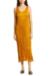 Eileen Fisher Scoop Neck Crushed Cupro Slipdress In Goldenrod