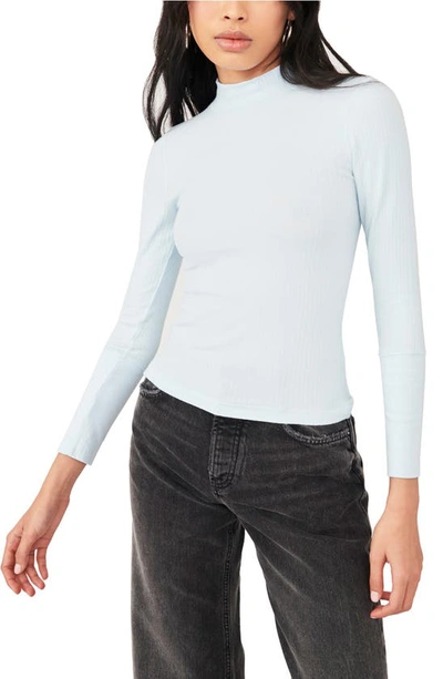 Free People The Rickie Mock Neck T-shirt In Light Blue