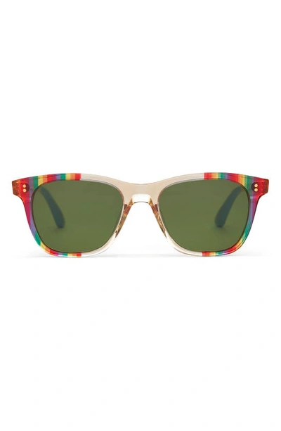 Toms Fitzpatrick 52mm Rectangular Sunglasses In Rainbow Stripes/ Bottle Green