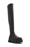 Aldo Grandmode Womens Faux Leather Pull On Over-the-knee Boots In Black