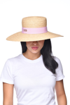 Carmen Sol Mirtha Raffia Sun Hat In Baby Pink