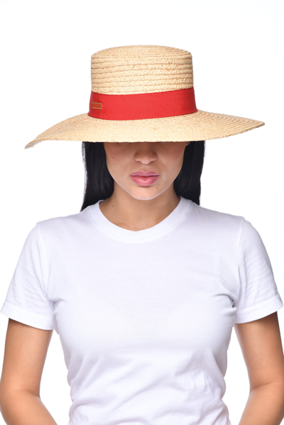 Carmen Sol Mirtha Raffia Sun Hat In Red