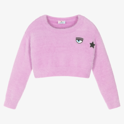 Chiara Ferragni Kids' Girls Purple Eyestar Sweater In Violet