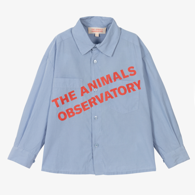 The Animals Observatory Kids' Blue Tencel Logo Shirt