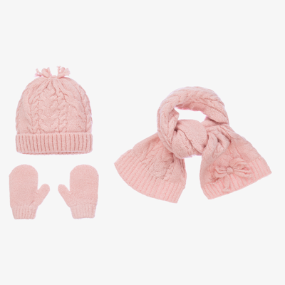 Mayoral Babies' Girls Pink Hat, Scarf & Mittens Set