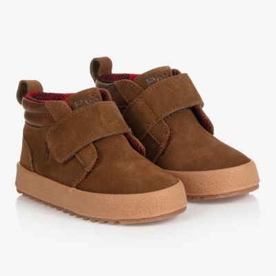 Polo Ralph Lauren Babies' Boys Brown Suede Velcro Boots