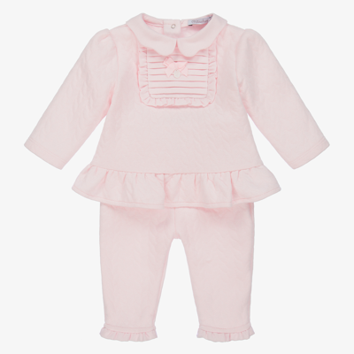 Patachou Babies' Girls Pink Cotton Trouser Set