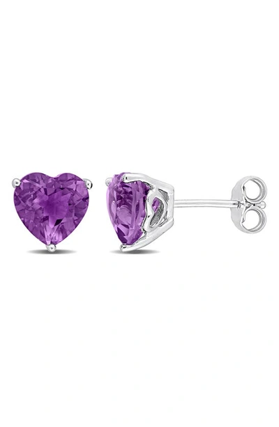 Delmar Amethyst Heart Stud Earrings In Purple