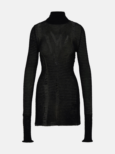 Mm6 Maison Margiela Black Wool Blend Turtleneck Sweater